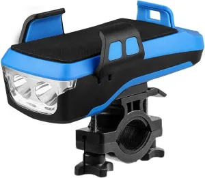 LED Cycling Light,4-in-1 Scooter Front Headlight Waterproof | Phone Bracket with Power Bank Headlamp for Road Biking 130dB Horn Light