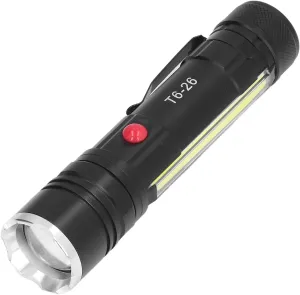 LED Flashlight, 2-in-1 USB Charging Waterproof Zoomable 4 Modes LED Magnetic Flashlight, Aluminum Alloy Telescopic Zoom Tactical Flashlight for Camping Repairing