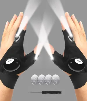 LED Flashlight Gloves, Gifts for Men Him Boyfriend Husband, Cool Gadget Finger Lights Waterproof for Camping Fishing Repairing, Fathers Day Christmas Birthday Gift