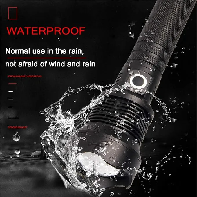LED Flashlight high lumens Rechargeable,200000 lumens Super Bright XHP90 Tactical Flashlight,zoomable Waterproof Powerful Handheld Flash Lights for utdoor Camping Hiking