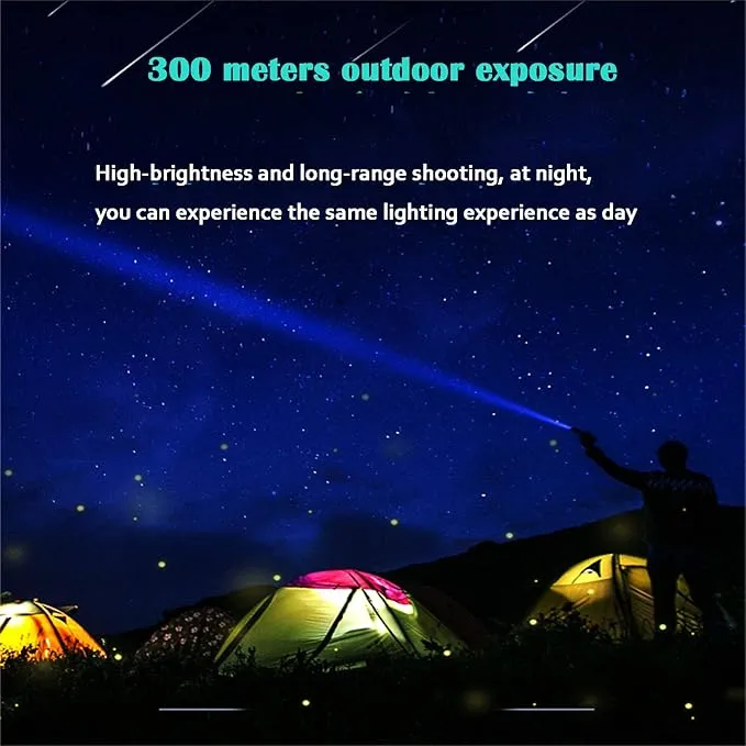 LED Flashlight high lumens Rechargeable,200000 lumens Super Bright XHP90 Tactical Flashlight,zoomable Waterproof Powerful Handheld Flash Lights for utdoor Camping Hiking