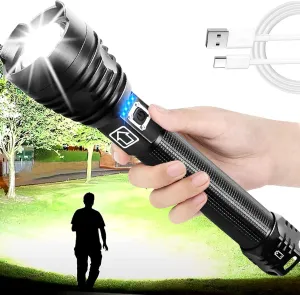 LED Flashlight high lumens Rechargeable,High lumens Super Bright Tactical Flashlight,zoomable Waterproof Powerful Handheld Flash Lights for utdoor Camping Hiking