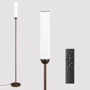 LED Floor Lamp with Remote Control, 65" Standing lamp with Stepless Adjustable 3000K-6500K Colors & 5%-100% Brightness, Foot Switch(Brown)