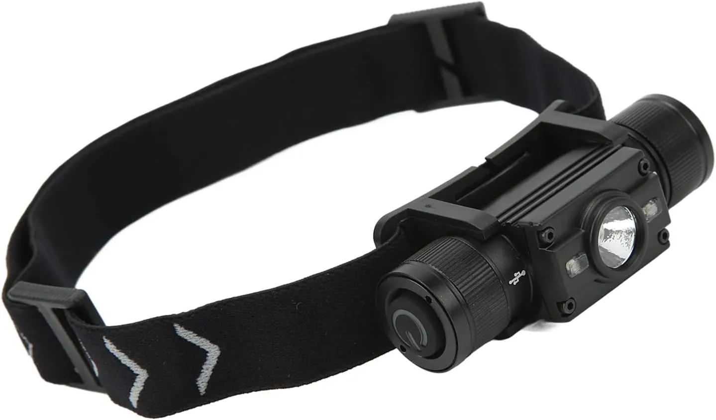 LED Head Torch 180 Degree Adjustment 5V 1A Aluminum Alloy LED Head Torch Super Bright IPX6 Waterproof for Adult Camping (White Light and Red Light)