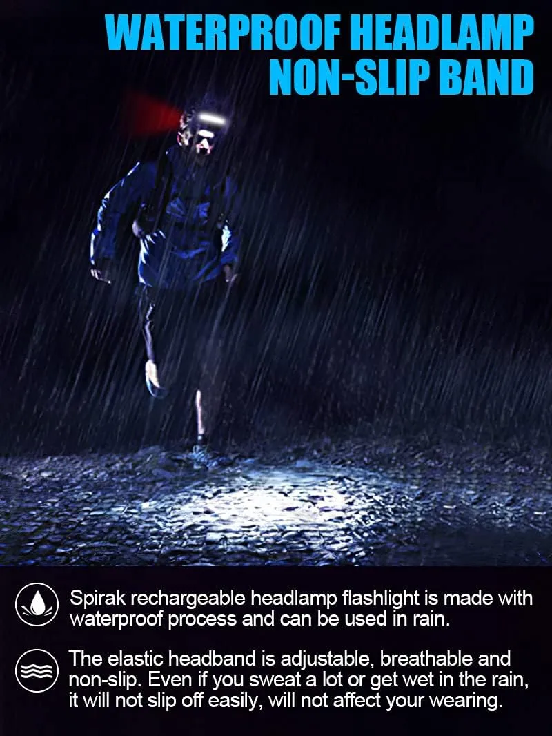 LED Headlamp Flashlight, 1000L 230° Broadbeam Headlight, USB C Rechargeable Head Lamp with Red Taillight, Lightweight Waterproof Headlamps for Camping Running Hiking, Hard Hat Headlamp 4Packs