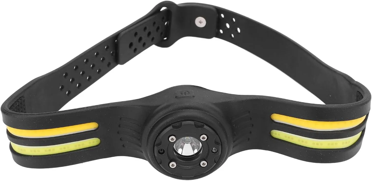 LED Headlamp Motion Sensor Bright USB Rechargeable Headlight with Silicone Headband for Camping Hiking Running Fishing Dual Light Sources