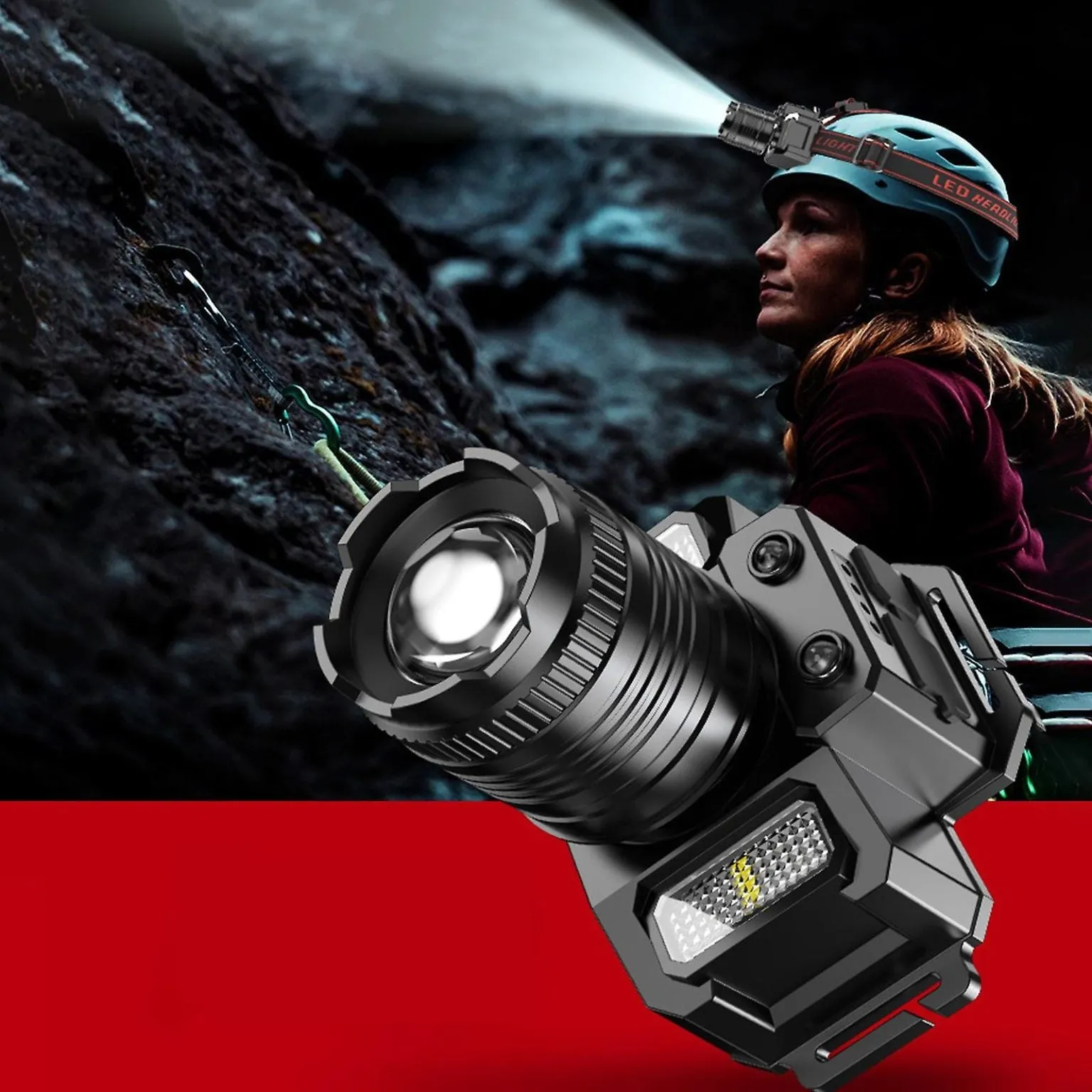 Led Headlamp Rechargeable, 20000 Lumens Bright Headlamp With Zoomable, Motion