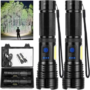 LED Rechargeable Flashlights 990000 High Lumens, Super Bright Flashlight High Power Flash Light with 7 Modes, 15H Running Time, IPX7 Waterproof Handheld Flashlight for Home Camping