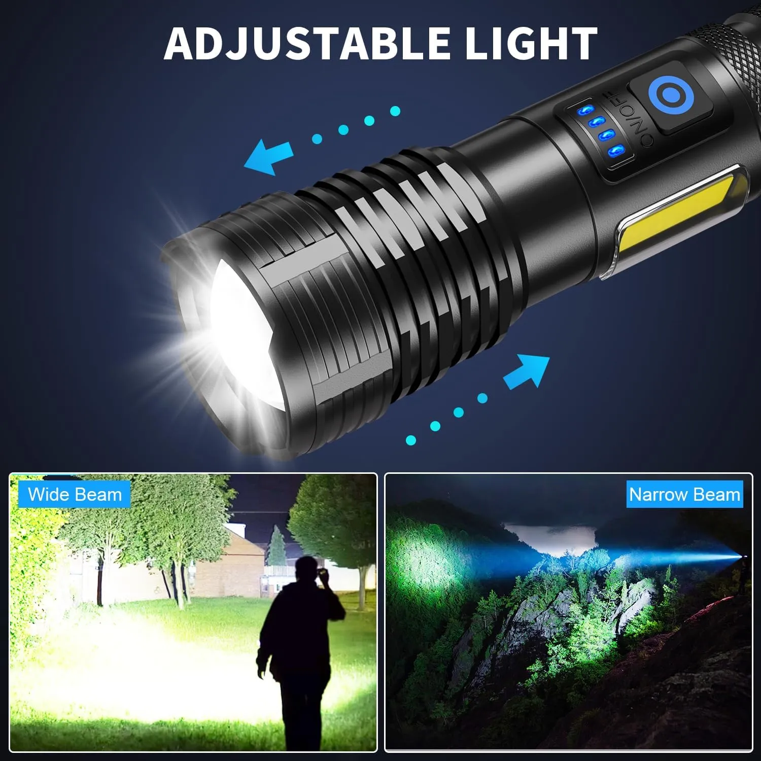 LED Rechargeable Flashlights 990000 High Lumens, Super Bright Flashlight High Power Flash Light with 7 Modes, 15H Running Time, IPX7 Waterproof Handheld Flashlight for Home Camping