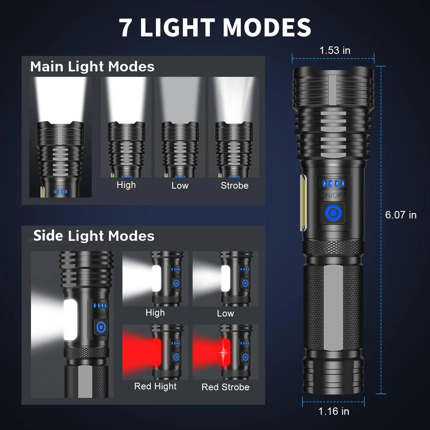 LED Rechargeable Flashlights 990000 High Lumens, Super Bright Flashlight High Power Flash Light with 7 Modes, 15H Running Time, IPX7 Waterproof Handheld Flashlight for Home Camping