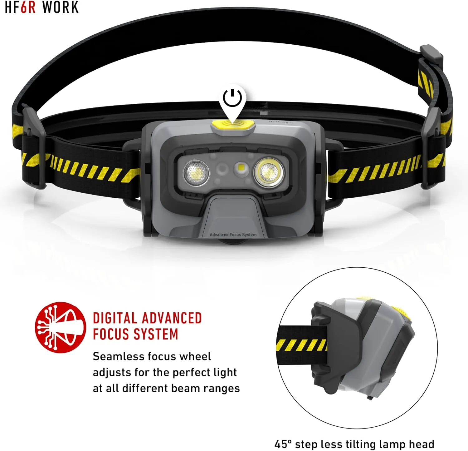 Ledlenser HF6R Work Hands Free, LED Rechargeable Headlamp, Dust and Water Resistant, 800 Lumens, Yellow