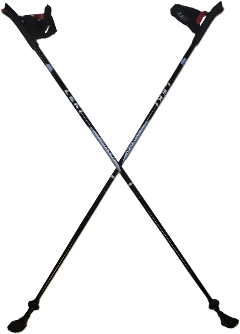 LEKI Nordic Walking Force Aluminum Trekking Poles Black/Blue 115cm
