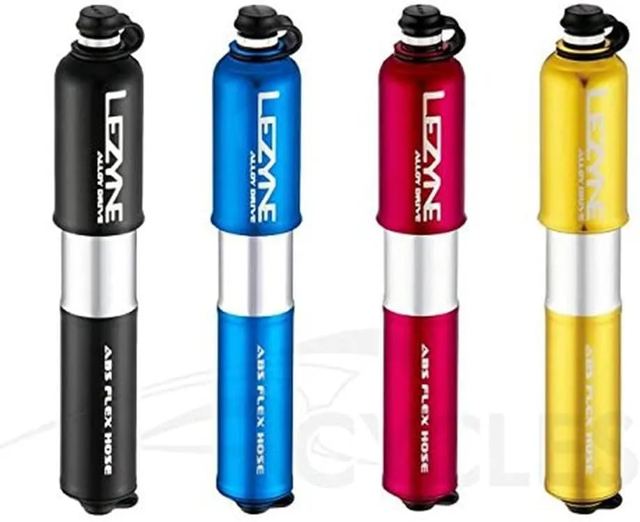 LEZYNE Alloy Drive Bicycle Tire Hand Pump, High Volume 90psi, Presta & Schrader, ABS Flex Hose, Compact Bike Pump