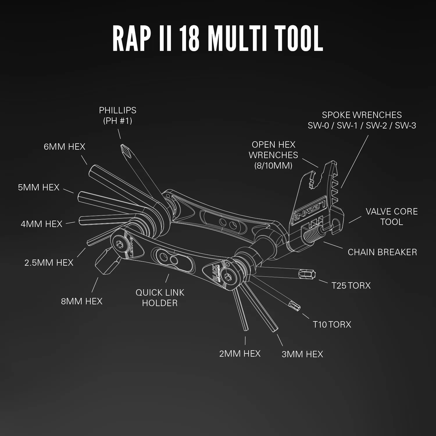 LEZYNE Rap II 18 Link Storage Bike Multi Tool
