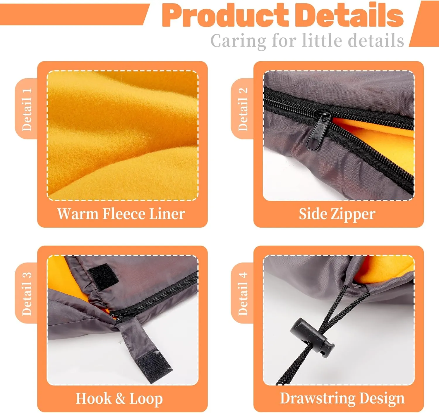 Lifeunion Dog Sleeping Bag with Storage Bag Waterproof Warm Packable Dog Bed for Travel Camping Hiking Backpacking (Grey Orange)
