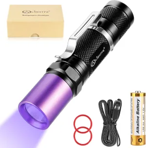 LIGHTFE Black Light UV Flashlight with LG UV 395nm LED Source UV Light for Pet Urine Stain Detector, Professional Jade and Amber Appraisal High Power UV Flashlight