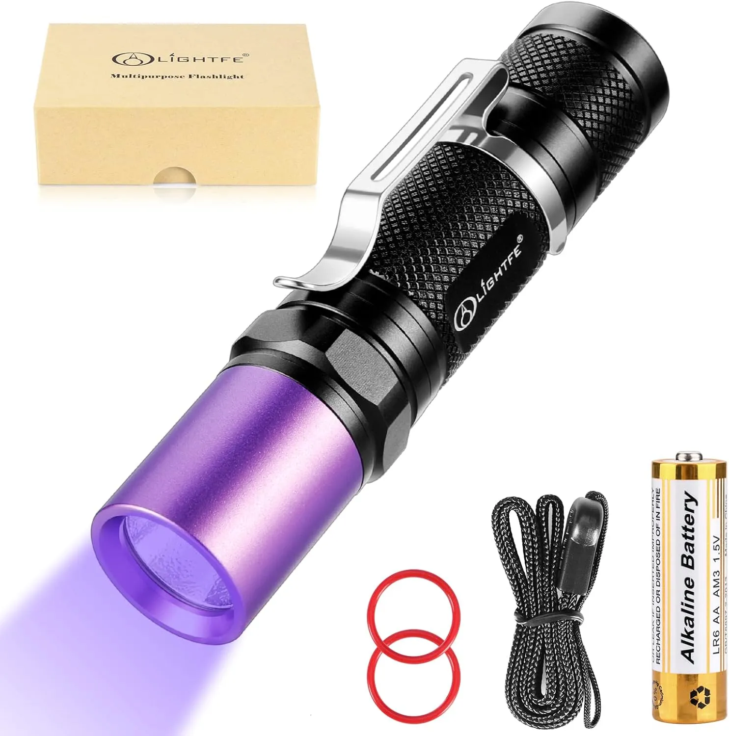 LIGHTFE Black Light UV Flashlight with LG UV 395nm LED Source UV Light for Pet Urine Stain Detector, Professional Jade and Amber Appraisal High Power UV Flashlight
