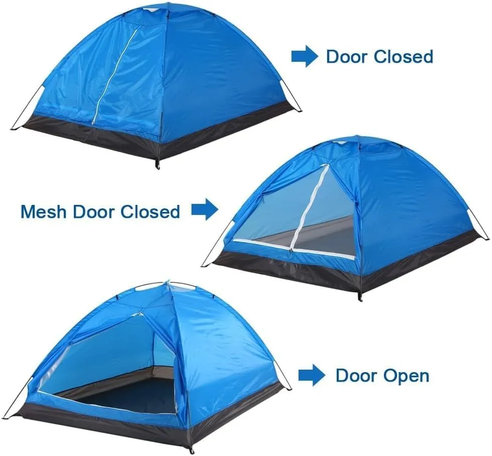 Lightweight 2 Person Camping Tent Durable Fiberglass Construction Camping Tent Two Piece Set Wilderness Camping Canopy for Hiking and Garden Facilitates