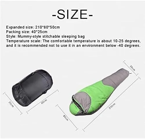 Lightweight Adult Sleeping Bag with Hood, Mummy & Rectangular Outdoor Camping Sleeping Bag for Travel & Survival, Blue