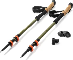 Lightweight Aluminum Adjustable Trekking Poles with Natural Cork Grip, EVA Down Grip, and Tip Traction, Set of 2 for Hiking and Mountain Climbing