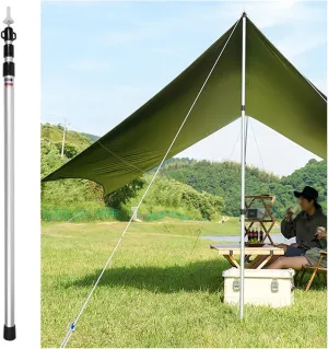 Lightweight Aluminum Alloy Camping Poles with Non-Slip Feet Cover, Portable Telescoping Tarp Poles Waterproof, Adjustable Tent Poles for Backpacking(1 Set)