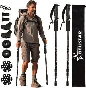 Lightweight Collapsible Aluminium Hiking Trekking Poles with Anti-Shock, Adjustable Height, Carry Bag Ideal for Men & Women Outdoor Walking & Trekking