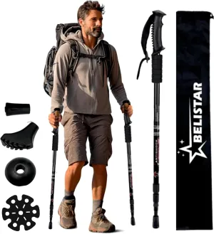 Lightweight Collapsible Aluminium Hiking Trekking Poles with Anti-Shock, Adjustable Height, Carry Bag Ideal for Men & Women Outdoor Walking & Trekking