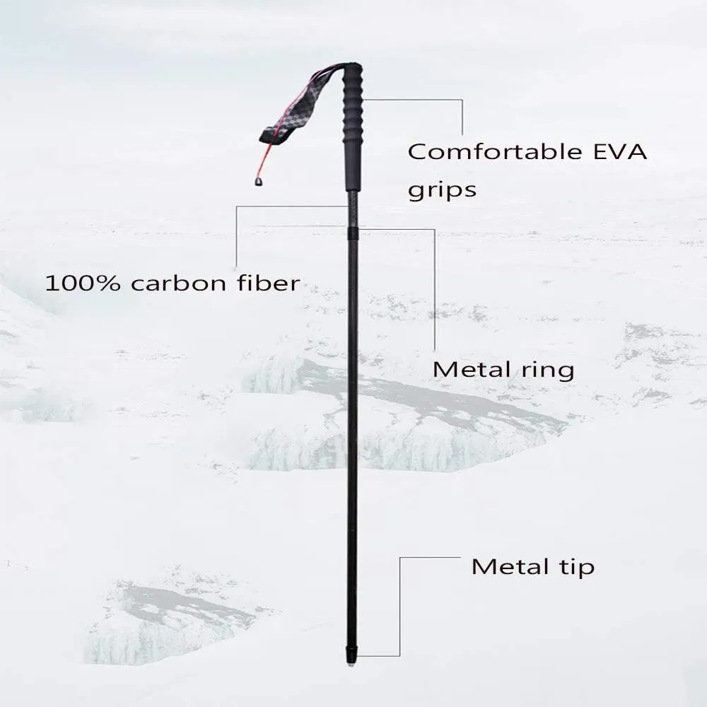 Lightweight Collapsible Carbon Fiber Trekking Poles-2 Pack Strong Folding Best Walking Stick,Anti-Shock Extendable Hiking Pole for Camping, Mountainin (2pc Pack 105cm)