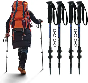 Lightweight Collapsible Hiking Poles - 4 Pack