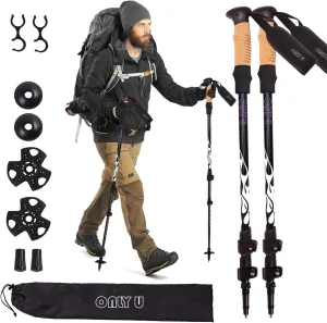Lightweight Collapsible Trekking Poles - Secure Locks, Cork Grips ~ Only U
