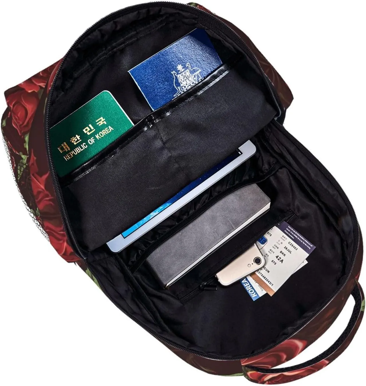 Lightweight Daypack Backpack for Trekking Work Running - Big Capacity Multipurpose Anti-Theft Bookbag, Red Rose Art Business Computer Bag