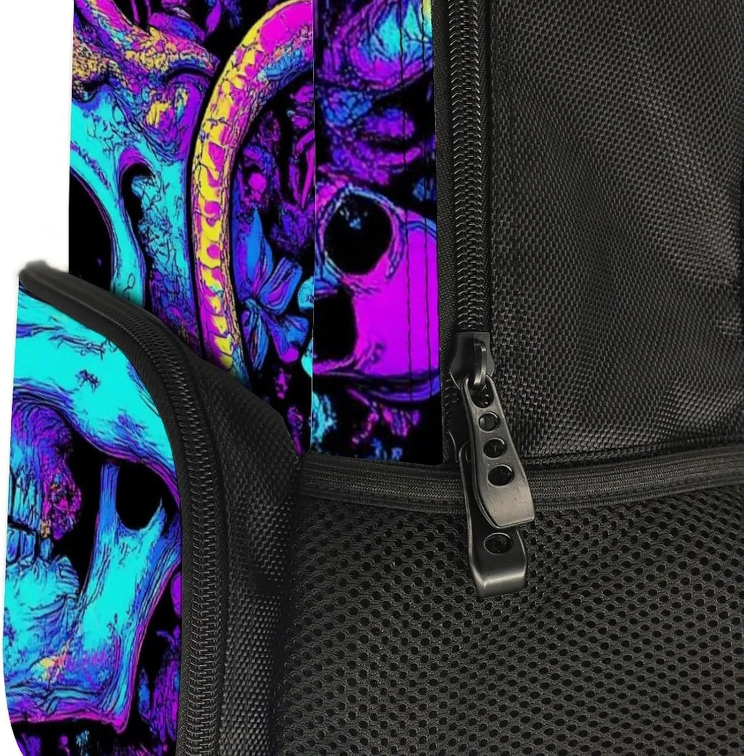 Lightweight Daypack Backpack for Trekking Work Running - Big Capacity Multipurpose Anti-Theft Bookbag, Trippy Skull Snake Neon Art Business Computer Bag