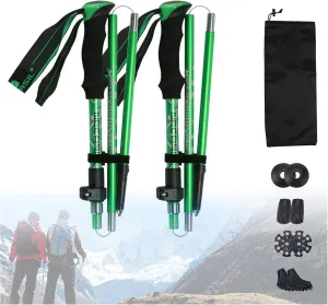 Lightweight Trekking Pole Adjustable Trekking Stick 5-Section Folding,luminum Alloy Cane Body,Walking Poles for Hiking & Trail Running 2 Pack