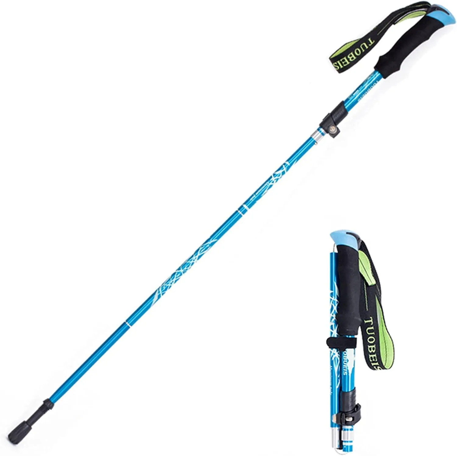 Lightweight Trekking Poles, Adjustable Length Outdoor Trekking Poles, Strong Earthquake-Resistant Trekking Poles with Soft Non-Slip Handles (Sky Blue)