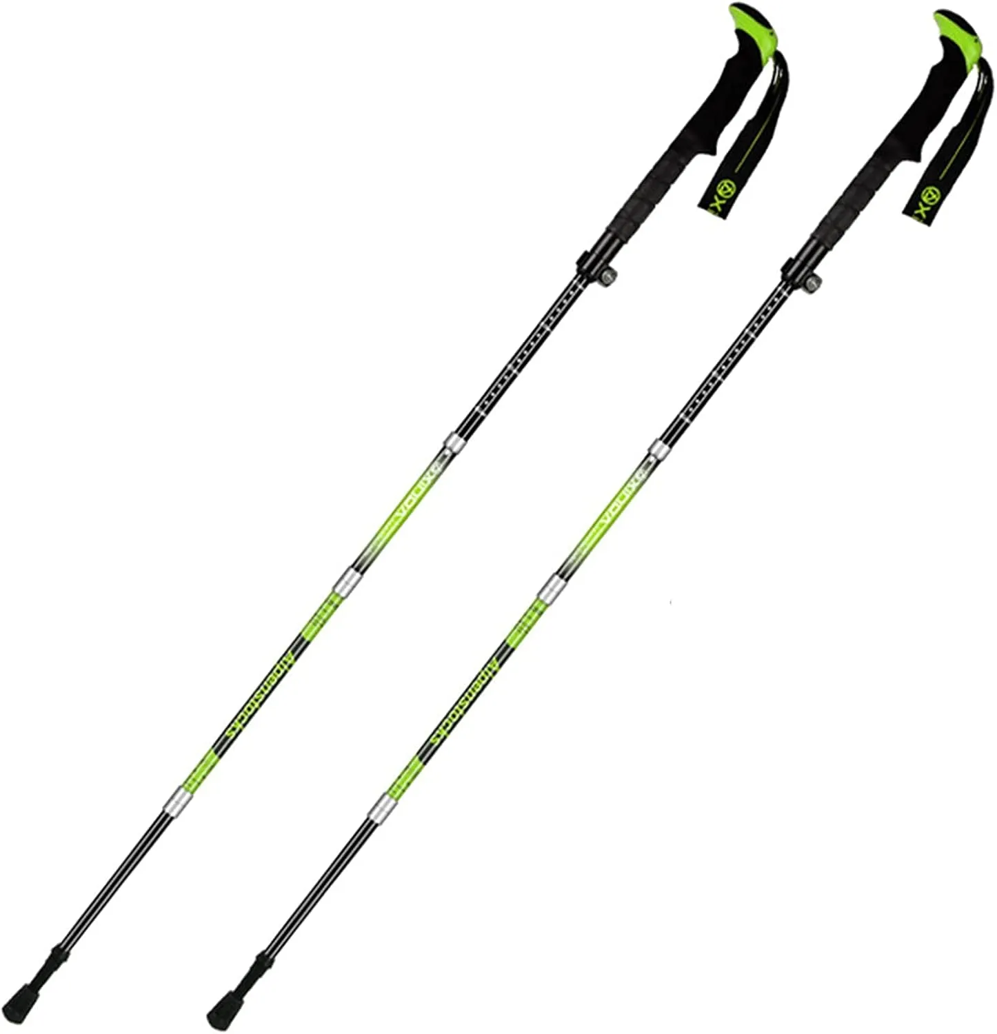 Lightweight Trekking Poles, Foldable Telescopic Trekking Poles, Shock-Resistant and Strong Trekking Poles, Soft Non-Slip Handle, Easy to Carry and Store (Long Green 2pcs)