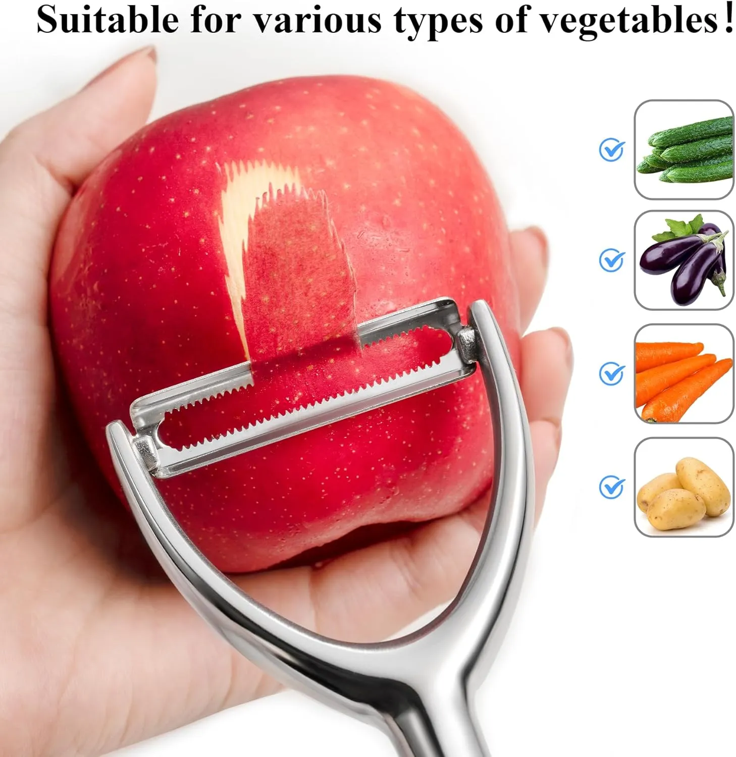 LIIGEMI Vegetable and Fruit Peeler，Comfortable Y Shaped Hand Peeler for Kitchen，Stainless Steel Veggie Potato Peeler