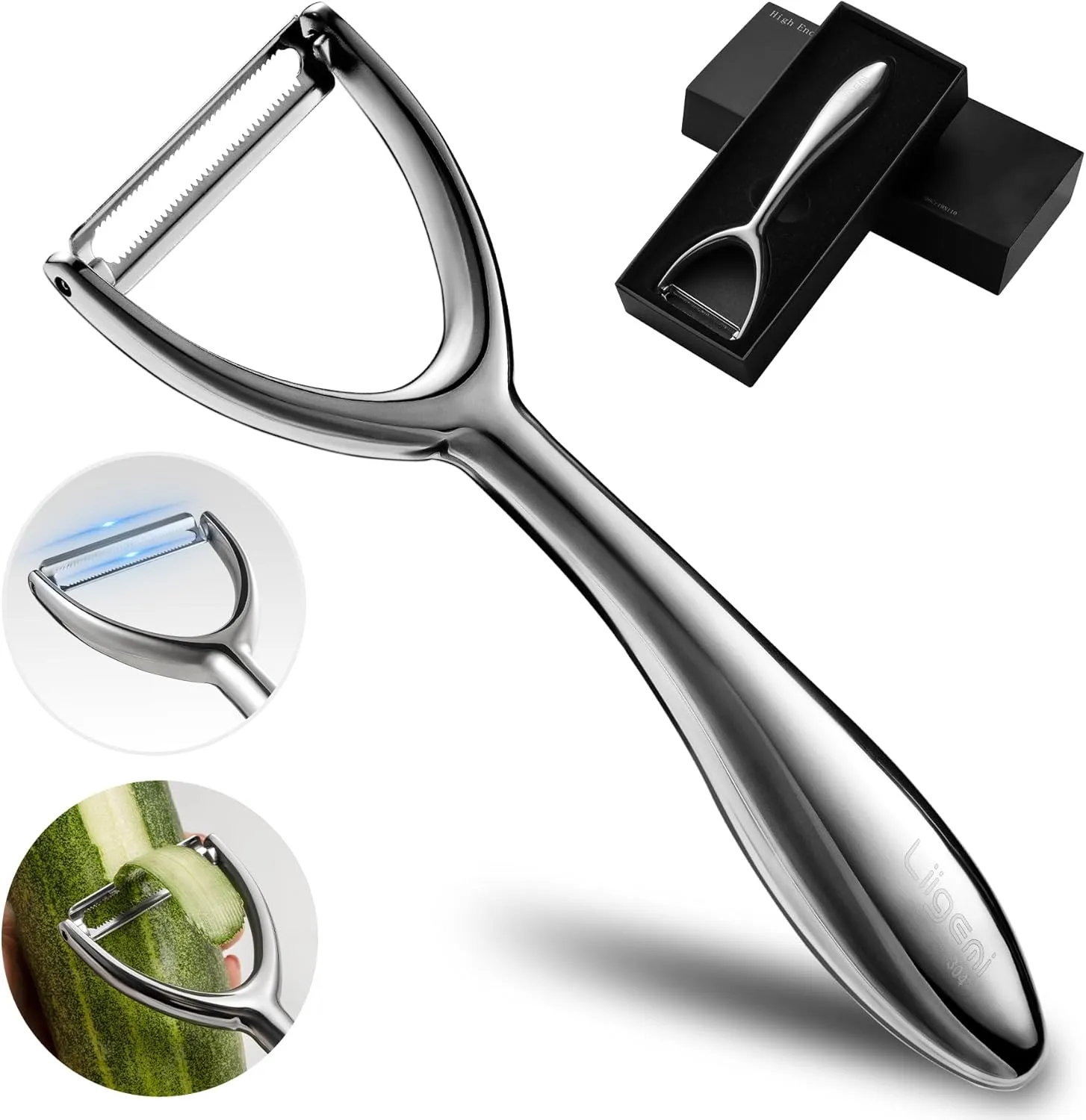 LIIGEMI Vegetable and Fruit Peeler，Comfortable Y Shaped Hand Peeler for Kitchen，Stainless Steel Veggie Potato Peeler