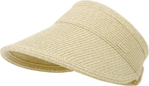 Livingston Sun Visors for Women Black Sun Hat Wide Brim Beach Hat UV Protection Straw Hat