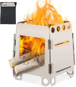Lixada Camping Stove Wood Burning Stoves Portable Backpacking Stove Folding Lightweight Titanium Alcohol Stove for Outdoor Camping Hiking Hunting Picnic BBQ