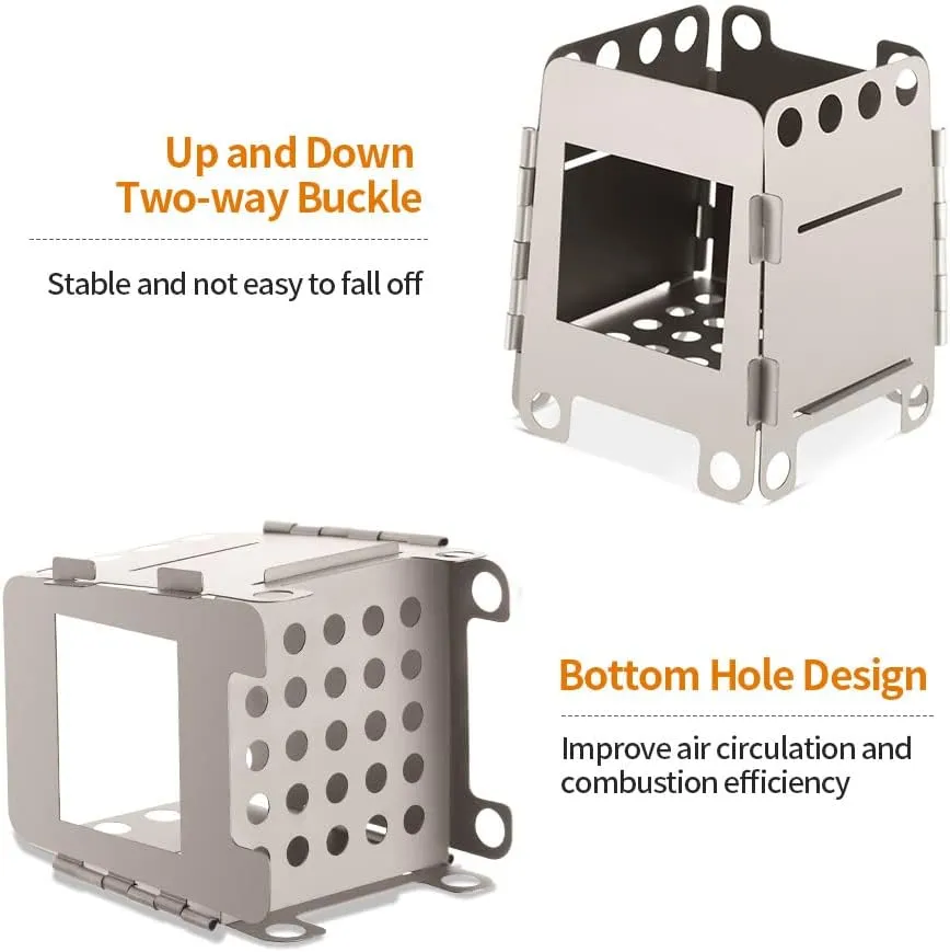 Lixada Camping Stove Wood Burning Stoves Portable Backpacking Stove Folding Lightweight Titanium Alcohol Stove for Outdoor Camping Hiking Hunting Picnic BBQ
