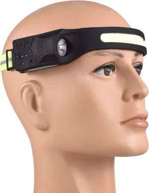 Lixada LED Headlamp Rechargeable Head Flashlight with Motion Sensor, 230° Wide Beam Waterproof Head Lights for Adults Forehead, Camping Essentials for Tenting Cycling Hiking Running Walking
