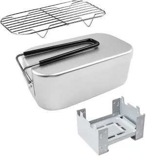 Lixada Mini Folding Stove Lunch Box Steaming Rack Combo Set for Picnic Camping Hiking Fishing Mountaineering
