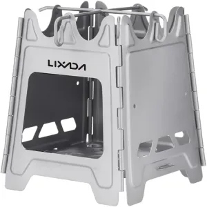 Lixada Outdoor Mini Fire Pits Foldable Stainless Steel Bonfire Stove Hinge Wood Burning Stove for Camping Hiking