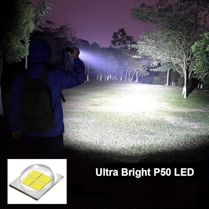 LUXNOVAQ LED Flashlight Powerful Super Bright Flashlight, High Lumen Zoomable Tactical Flashlights Waterproof Hand Torch Light with 5 Modes for Camping