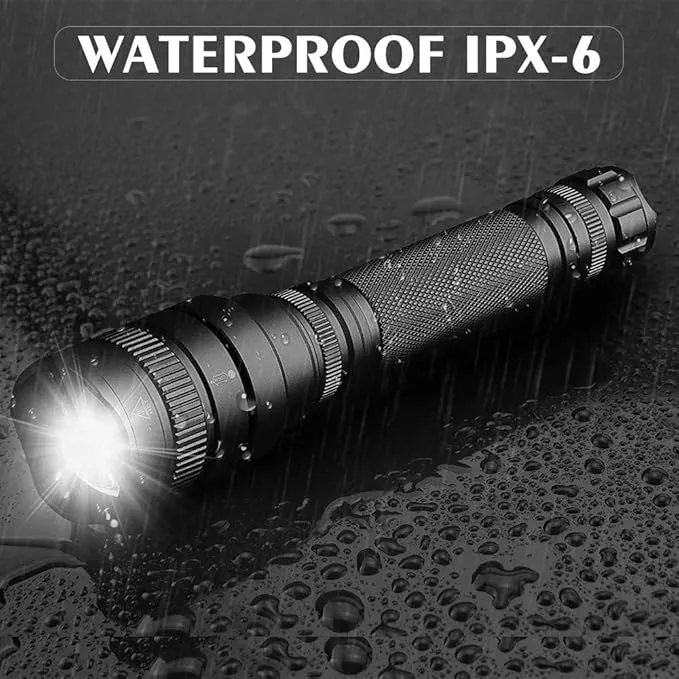 LUXNOVAQ LED Flashlight Powerful Super Bright Flashlight, High Lumen Zoomable Tactical Flashlights Waterproof Hand Torch Light with 5 Modes for Camping