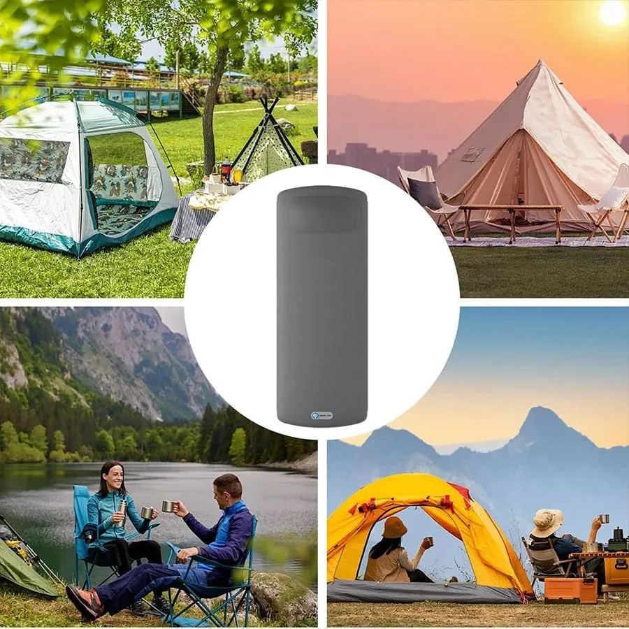 Luxury Air Mattress with Washable Nylon Cover & Pillow Twin Size - Expandable Zip-Connect, Tear-Resistant Inflatable Bed for Car Camping, Home, Office, Travel, Office (Grey, Long Twin)