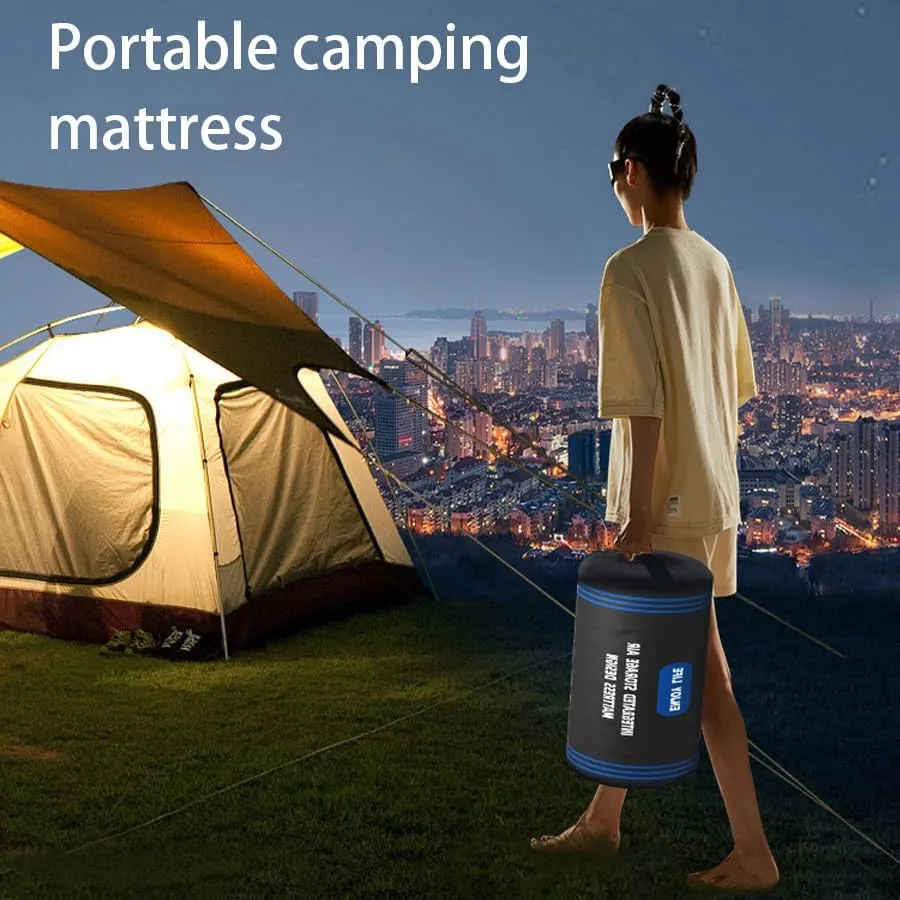 Luxury Air Mattress with Washable Nylon Cover & Pillow Twin Size - Expandable Zip-Connect, Tear-Resistant Inflatable Bed for Car Camping, Home, Office, Travel, Office (Grey, Long Twin)