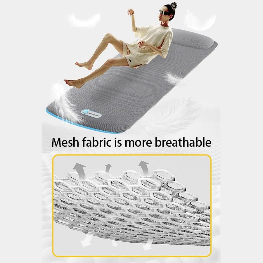 Luxury Air Mattress with Washable Nylon Cover & Pillow Twin Size - Expandable Zip-Connect, Tear-Resistant Inflatable Bed for Car Camping, Home, Office, Travel, Office (Grey, Long Twin)