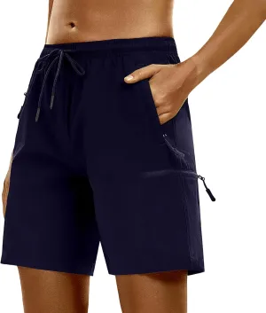 LXNMGO Women's 7" Hiking Shorts Quick Dry Lightweight Cargo Pockets Outdoor Summer Golf Athletic Shorts for Women
