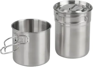 lyrlody Stainless Steel Camping Cookware Set, Nesting Camping Pot with Tea Kettle & Accessories, Portable Backpack Cookset for RV, Camping